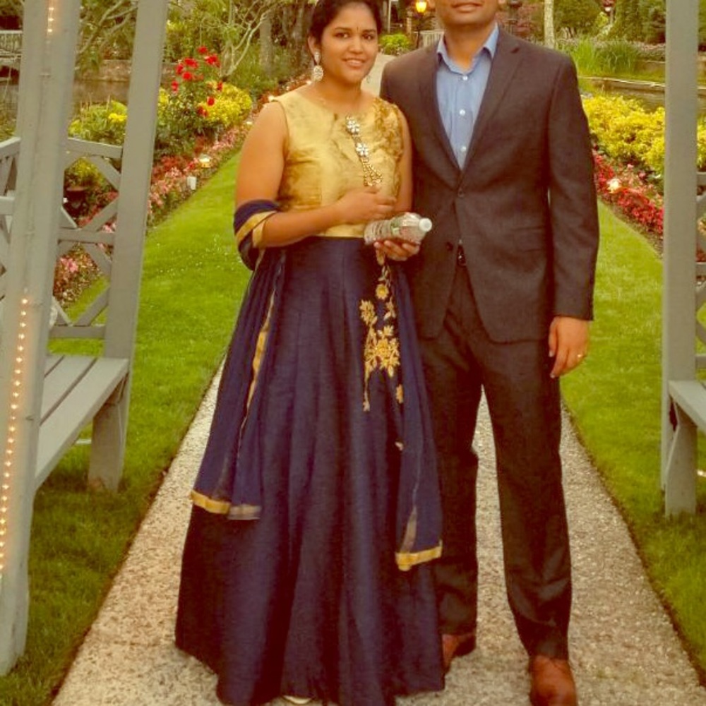 Beautiful blue lehenga with golden embroidery